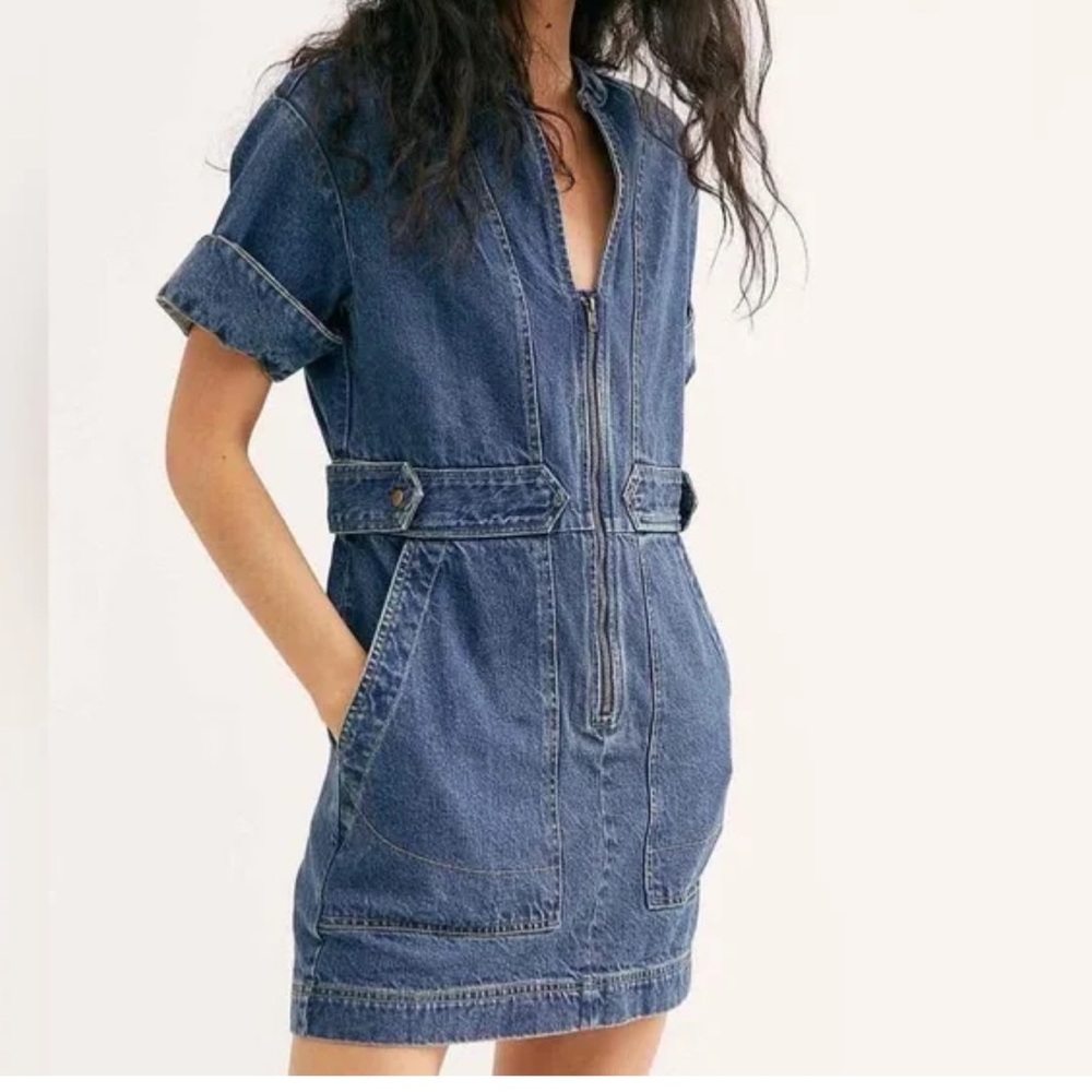 Free People Blue Denim Mini Dress